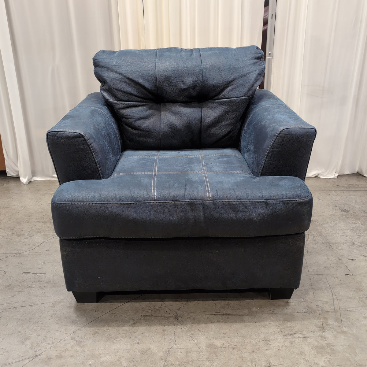 Dark Gray Upholstered Oversized Armchair with Contrast Stitching