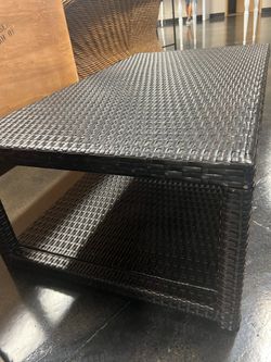 Patio Coffee Table Brown Wicker