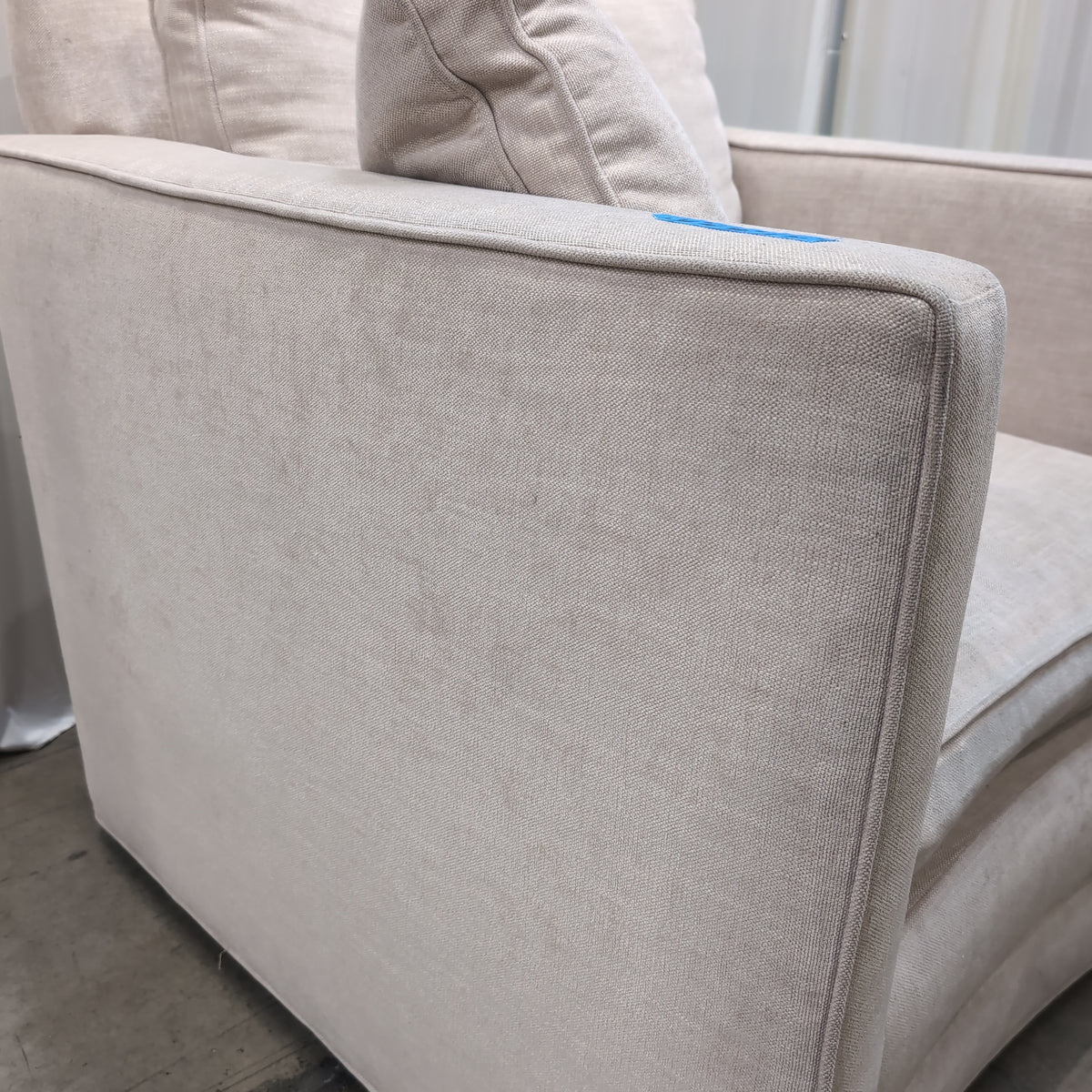 Neutral Fabric Track Armchair with Curved Base