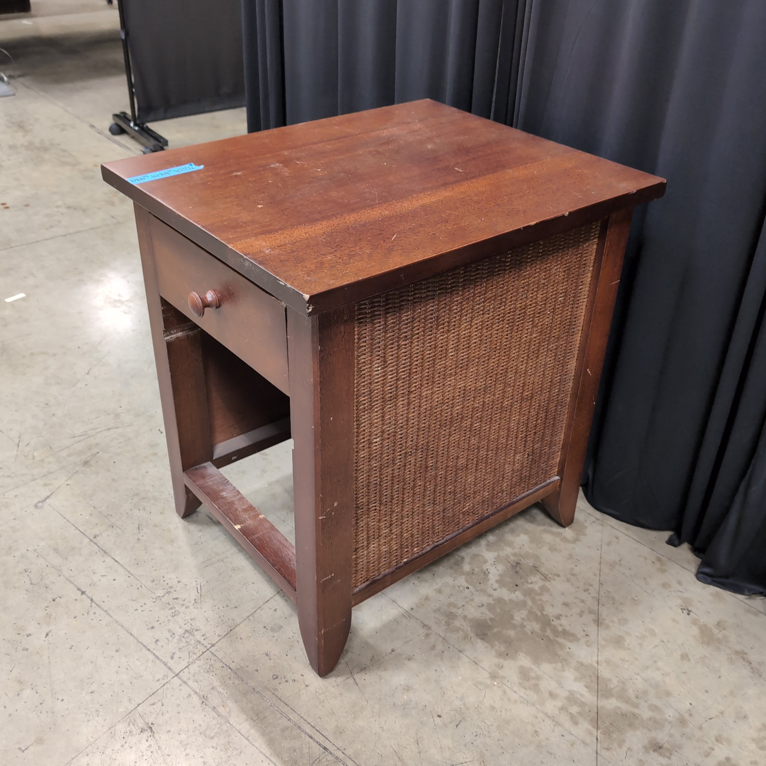 Cherry Tone Wood Nightstand with Single Drawer