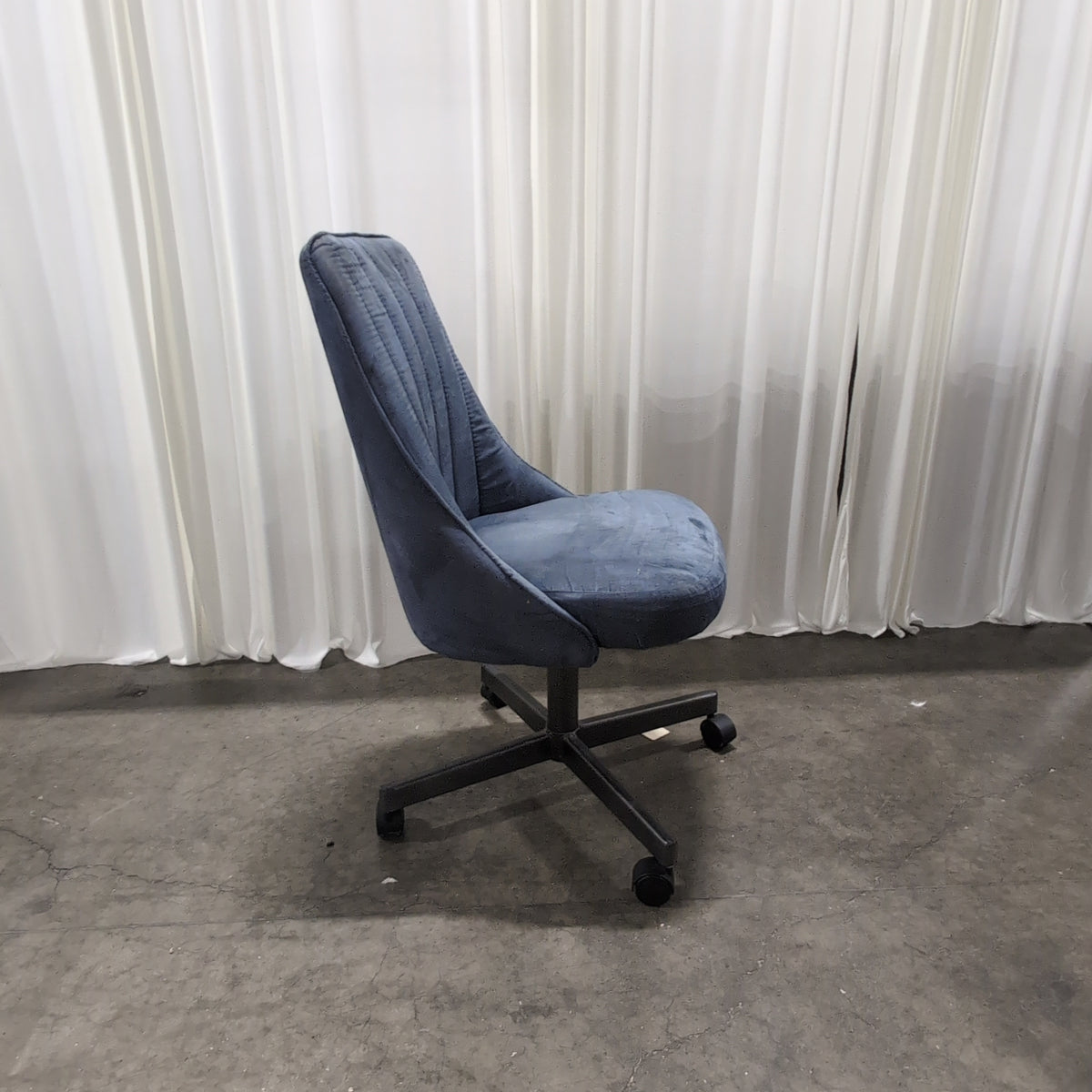 Chromcraft Corp. Charcoal Velvet Swivel Office Chair with Channel Tufting