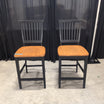 Black Wood Slat Back Bar Stool with Wood Seat