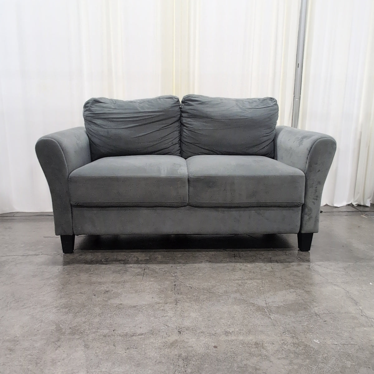 Grey Fabric Rolled Arm Couch