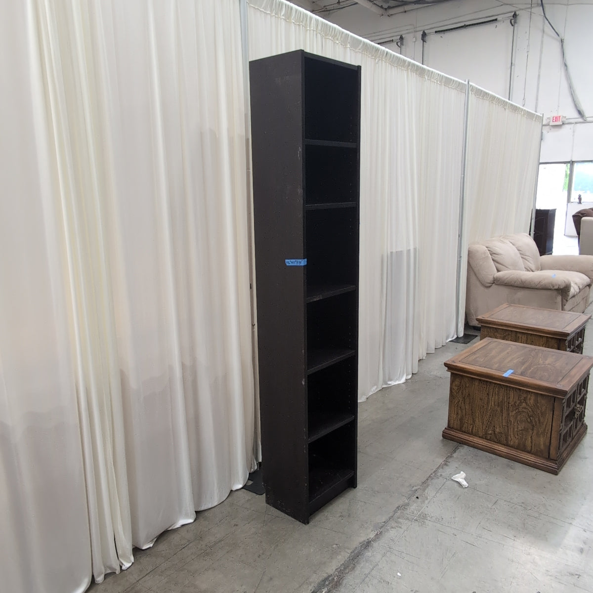 Tall Black Multi-Shelf Bookcase