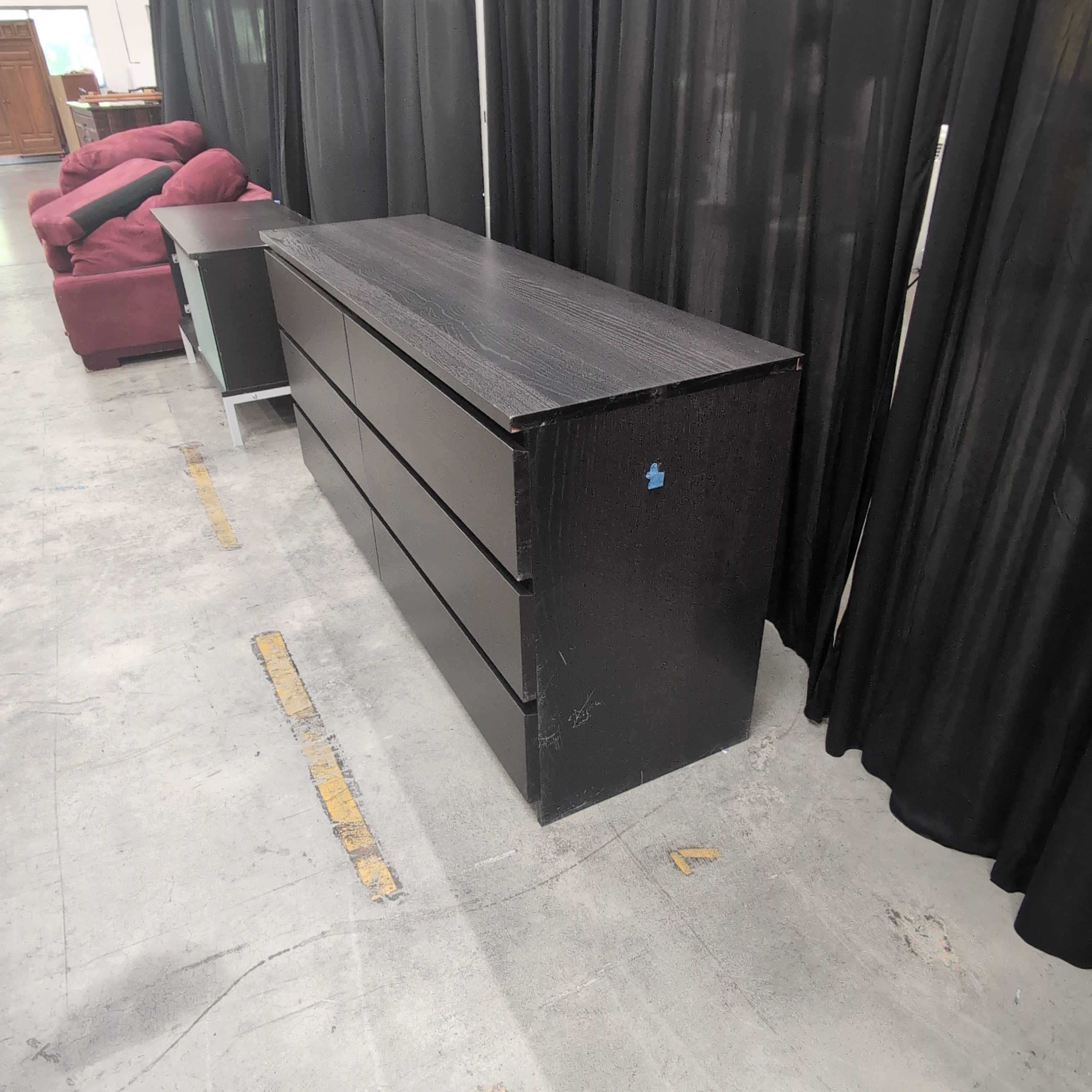 Dark Wood Modern Six-Drawer Dresser