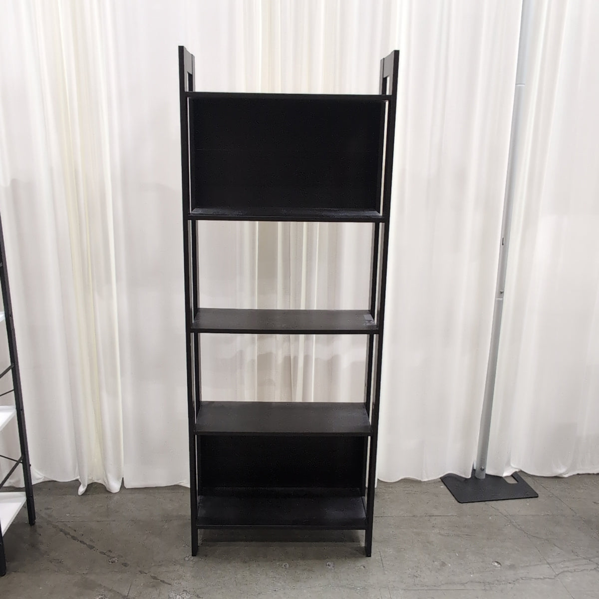 Dark Brown Five-Shelf Leaning Bookcase in Wood