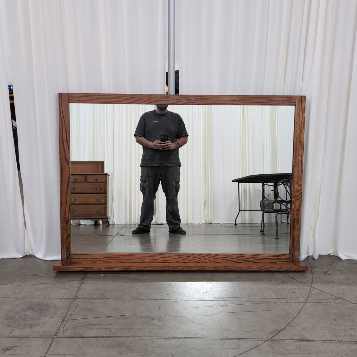 Rectangular Medium Brown Wood Frame Mirror