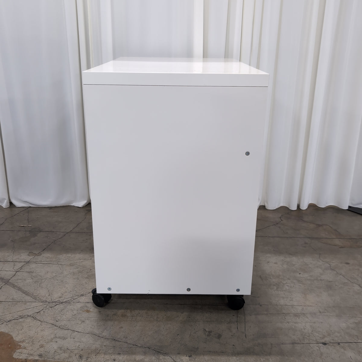 White Minimalist Desk with Pull-Out Shelf