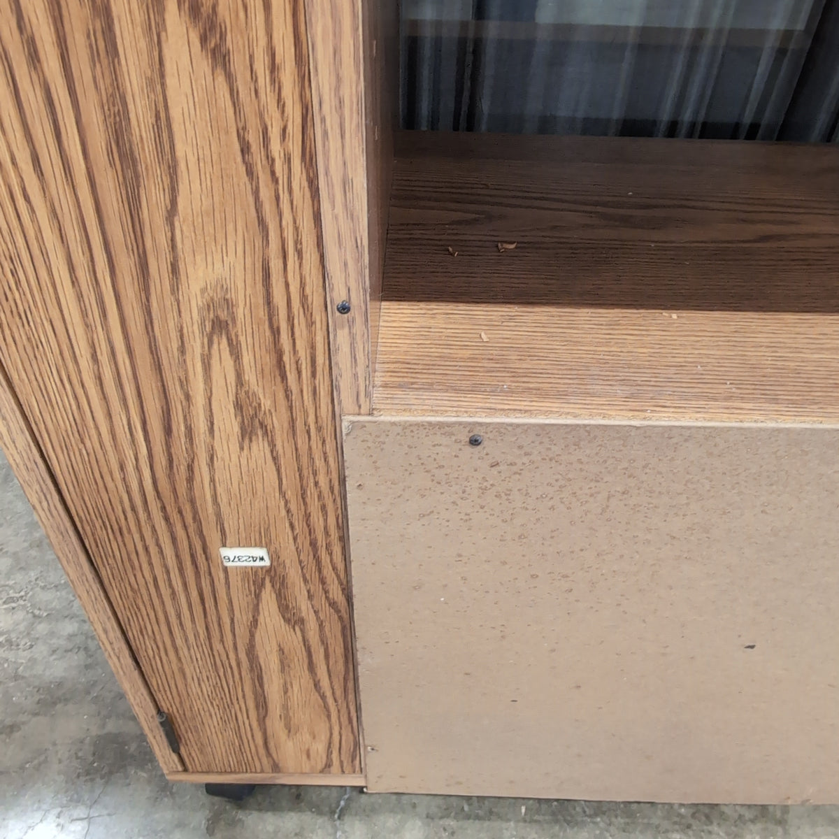 Light Brown Wood Cabinet with Sliding Glass Door