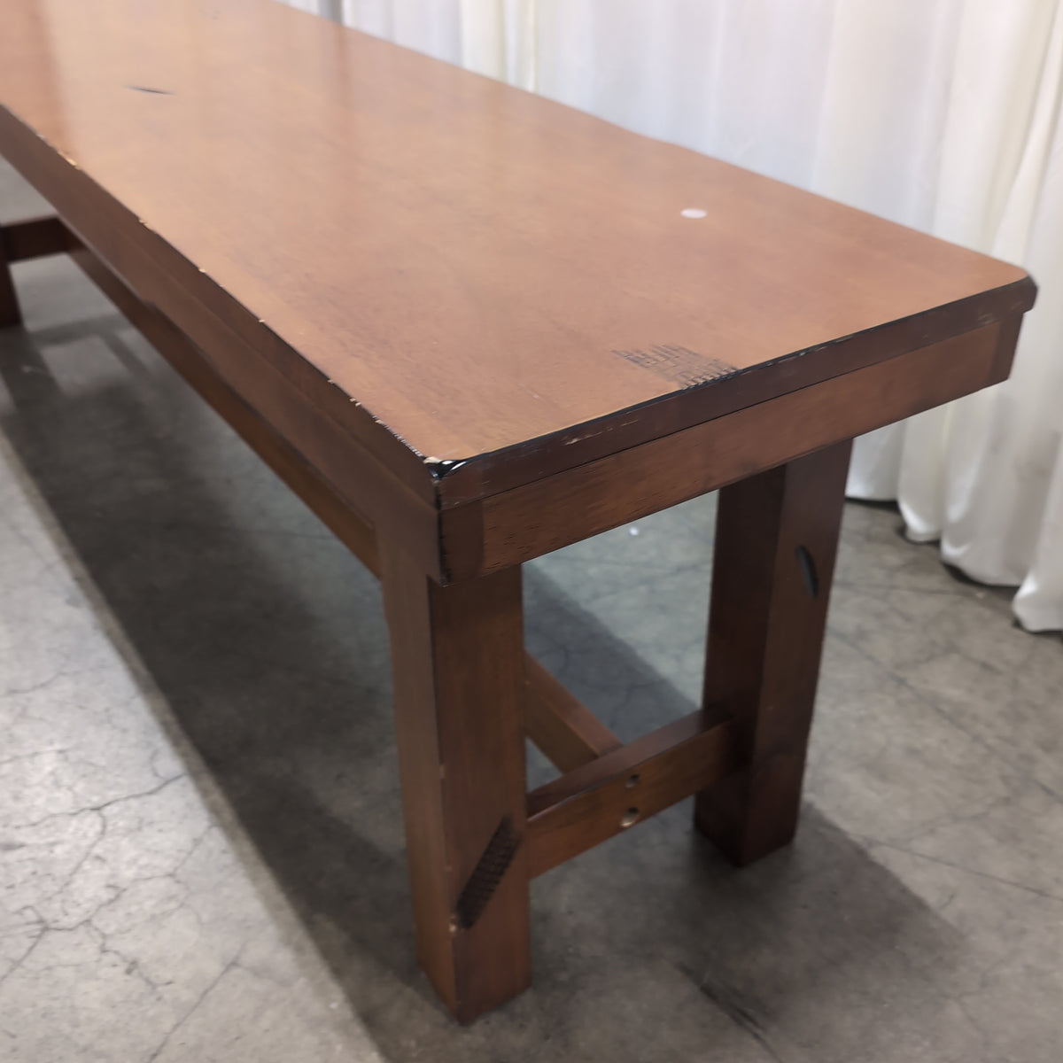 Rustic Brown Stained Wood Bench