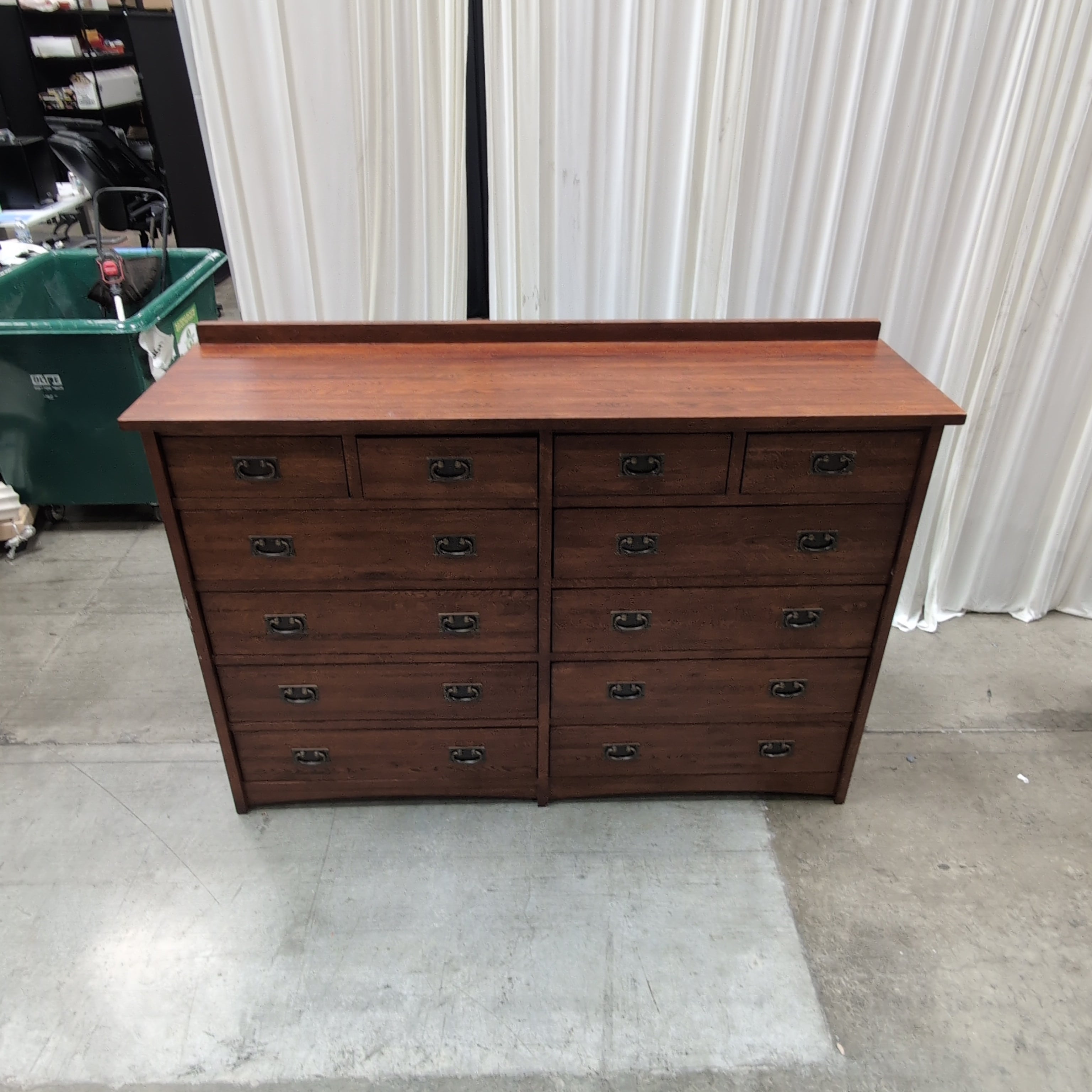 Tradewins Traditional Brown Wood Twelve Drawer Dresser with Top Mirror