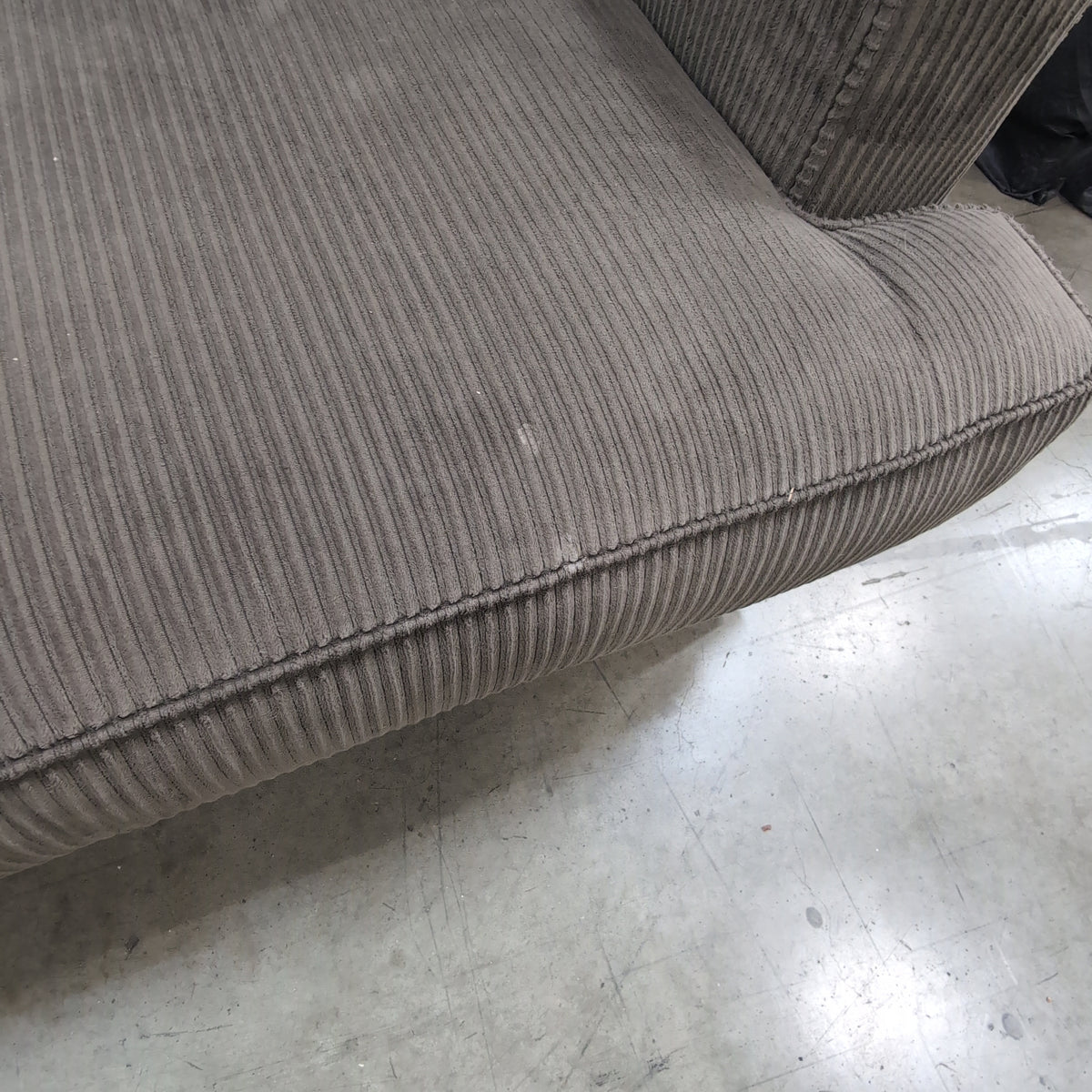 Grey Ribbed Fabric Three-Seater Couch