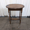 Vintage Scalloped Top Wood End Table with Barley Twist Legs