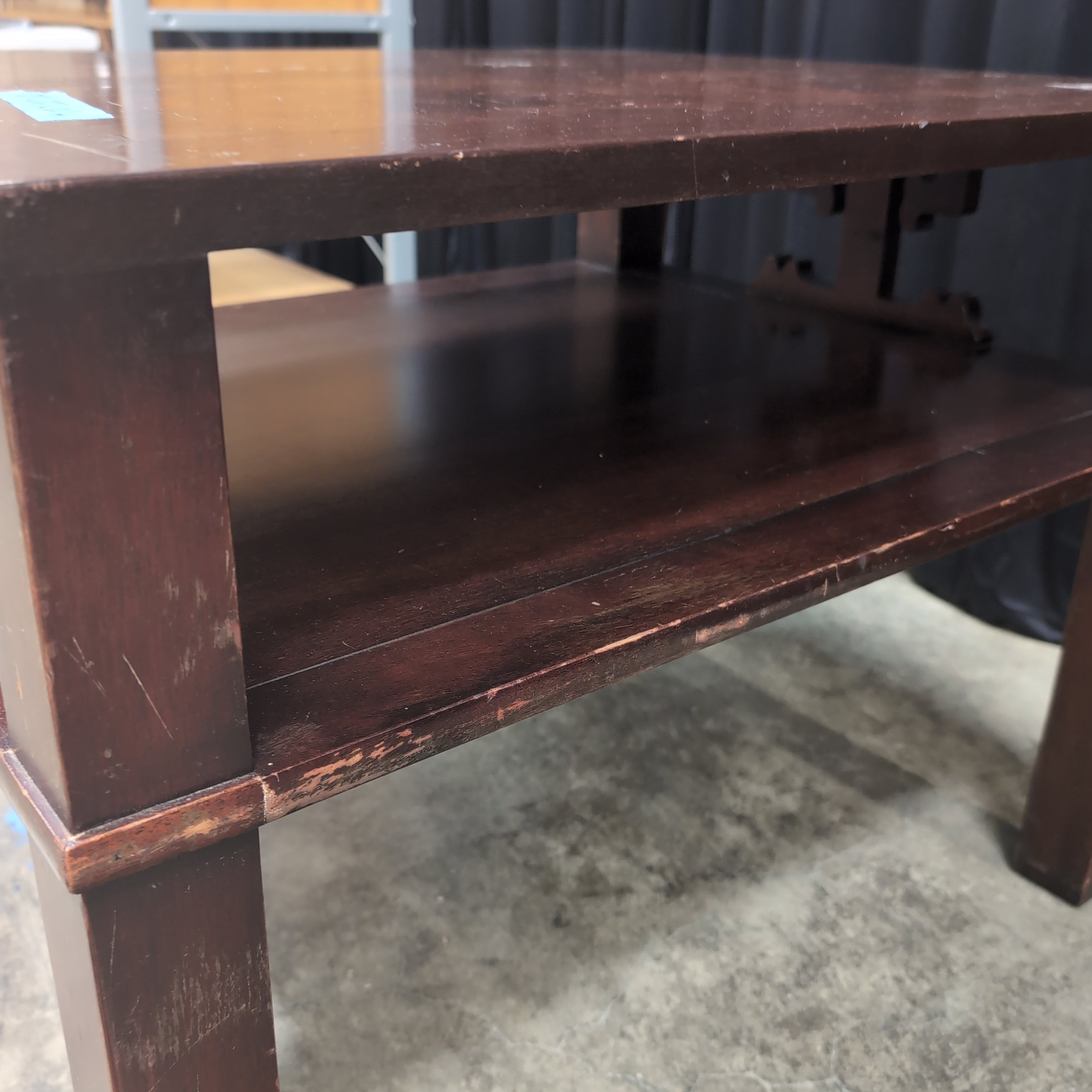 Dark Stained Hardwood Asian-Inspired End Table