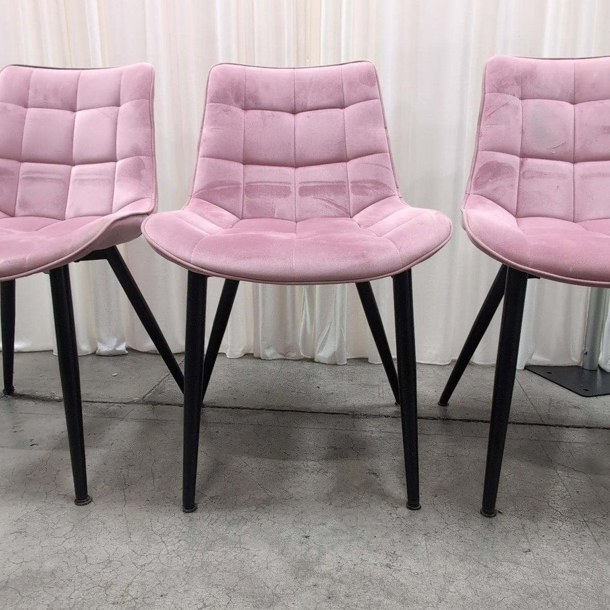 Pink Quilted Velvet Dining Chair