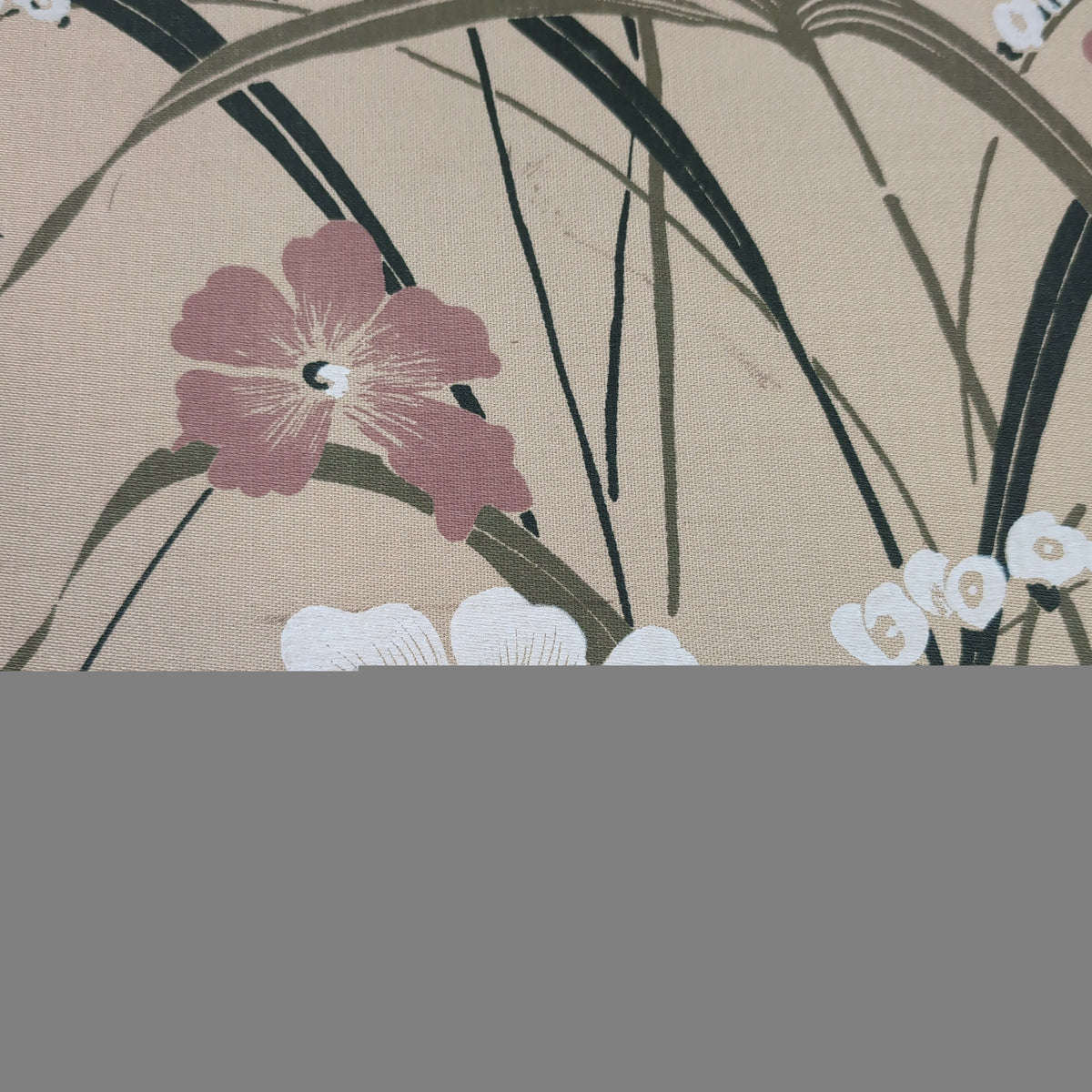 Ethan Allen Beige Floral Upholstered Rolled Arm Couch