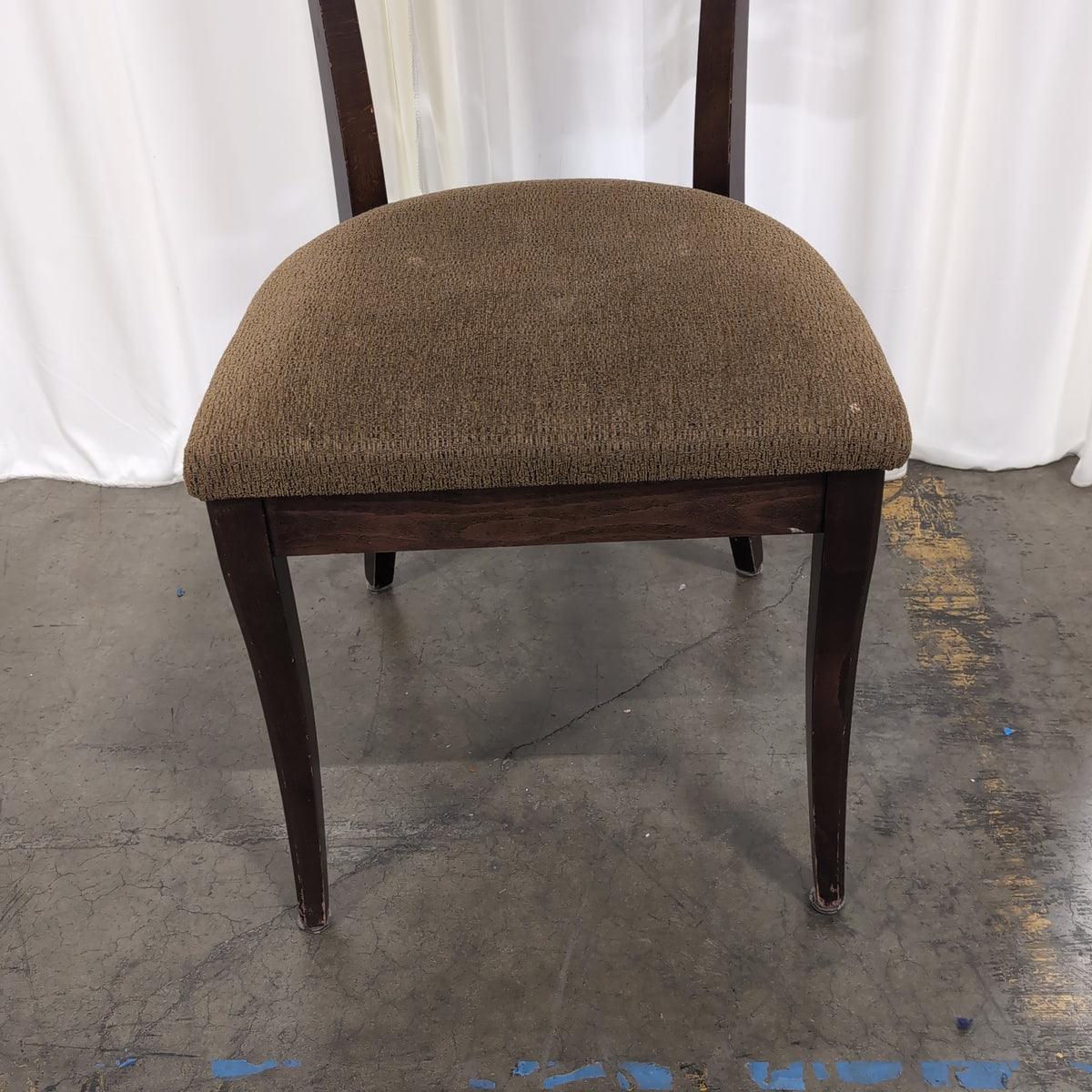 Dark Wood Lattice Back Dining Chair with Upholstered Seat