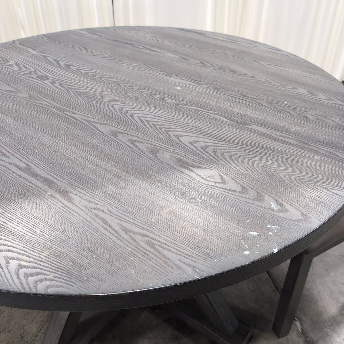 Dark Grey Wood Round Dining Table Set