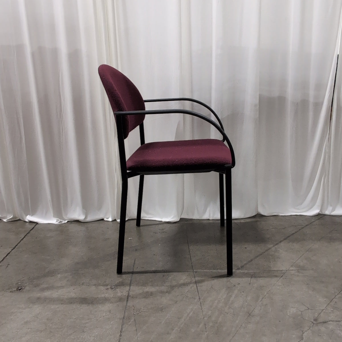 Dark Grey Metal Frame Office Chair in Burgundy Fabric