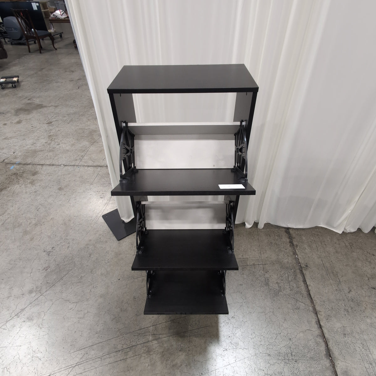 Slim Black Wood Three-Compartment Shoe Cabinet