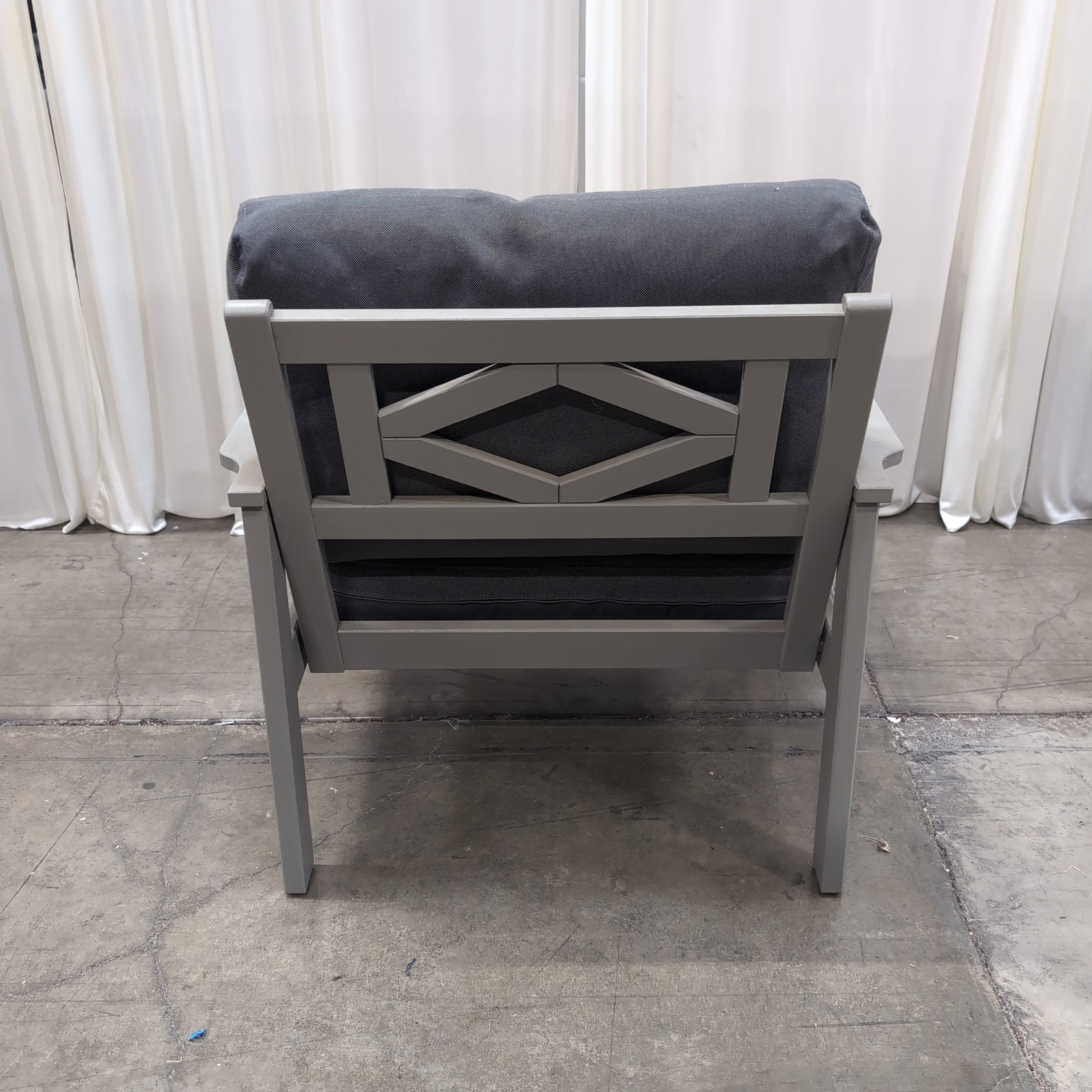 Modern Light Wood Armchair with Grey Cushions