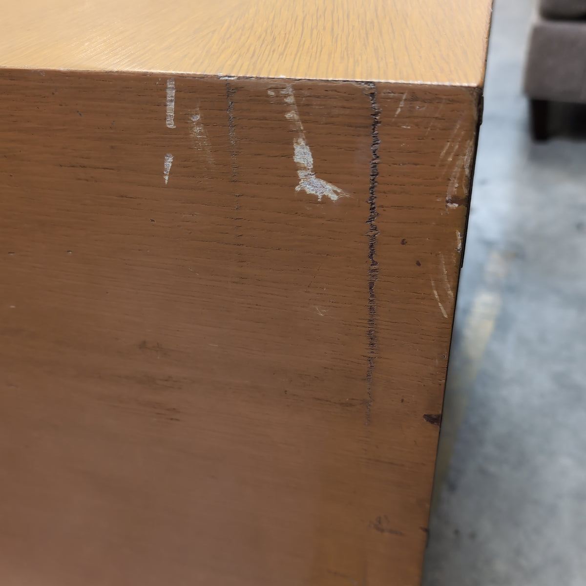 Light Wood Three-Drawer Dresser with Square Pulls