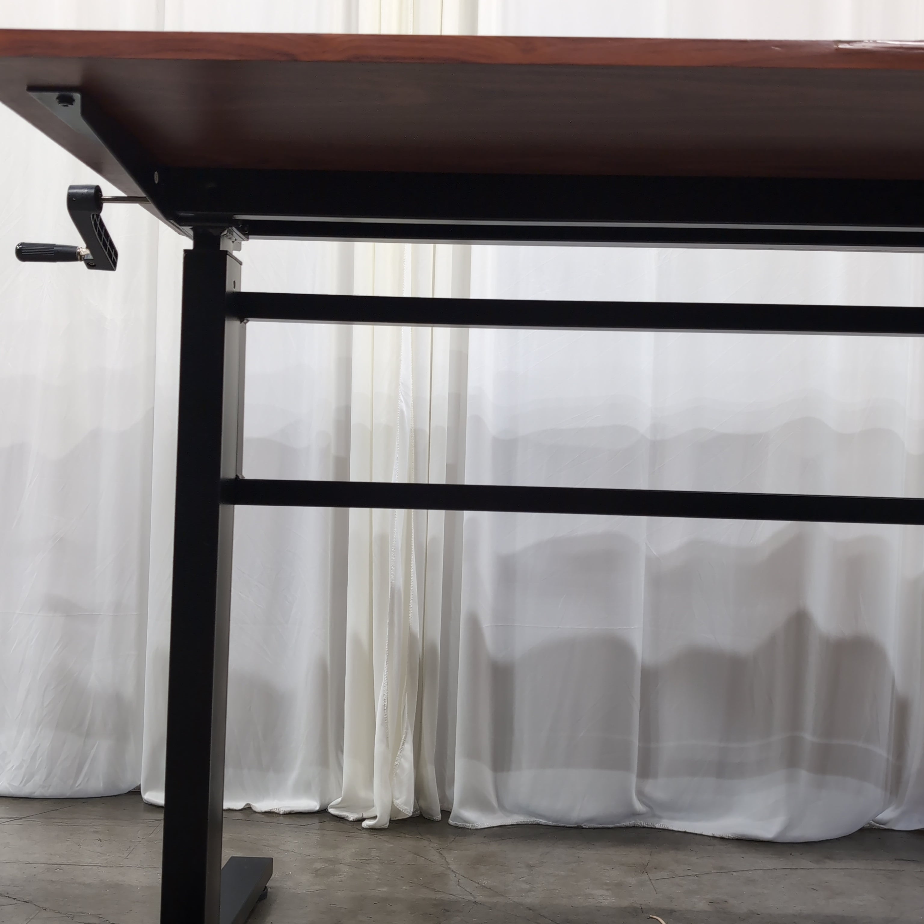 Dark Wood Grain Adjustable Standing Desk