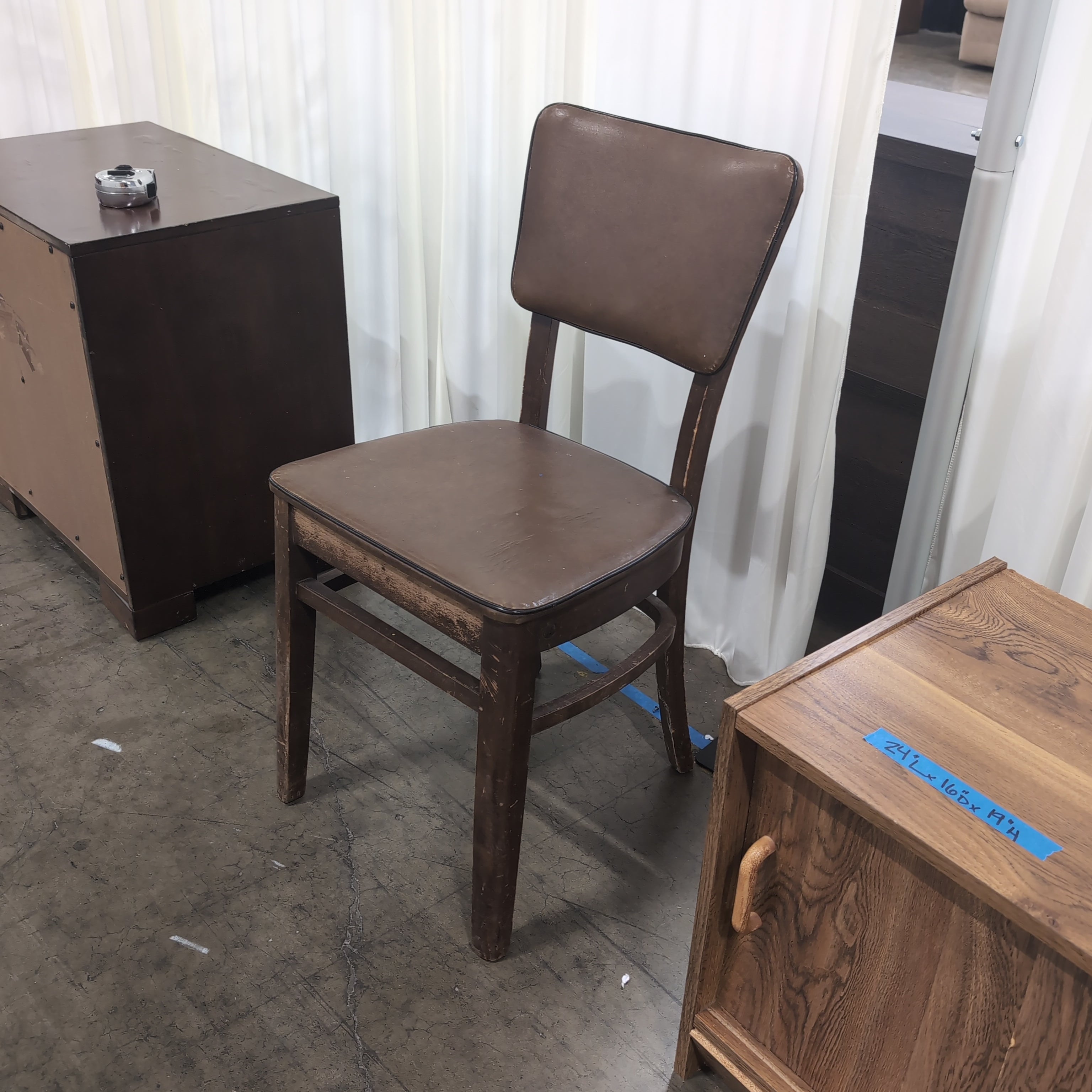 Brown Upholstered Wood Dining Chair