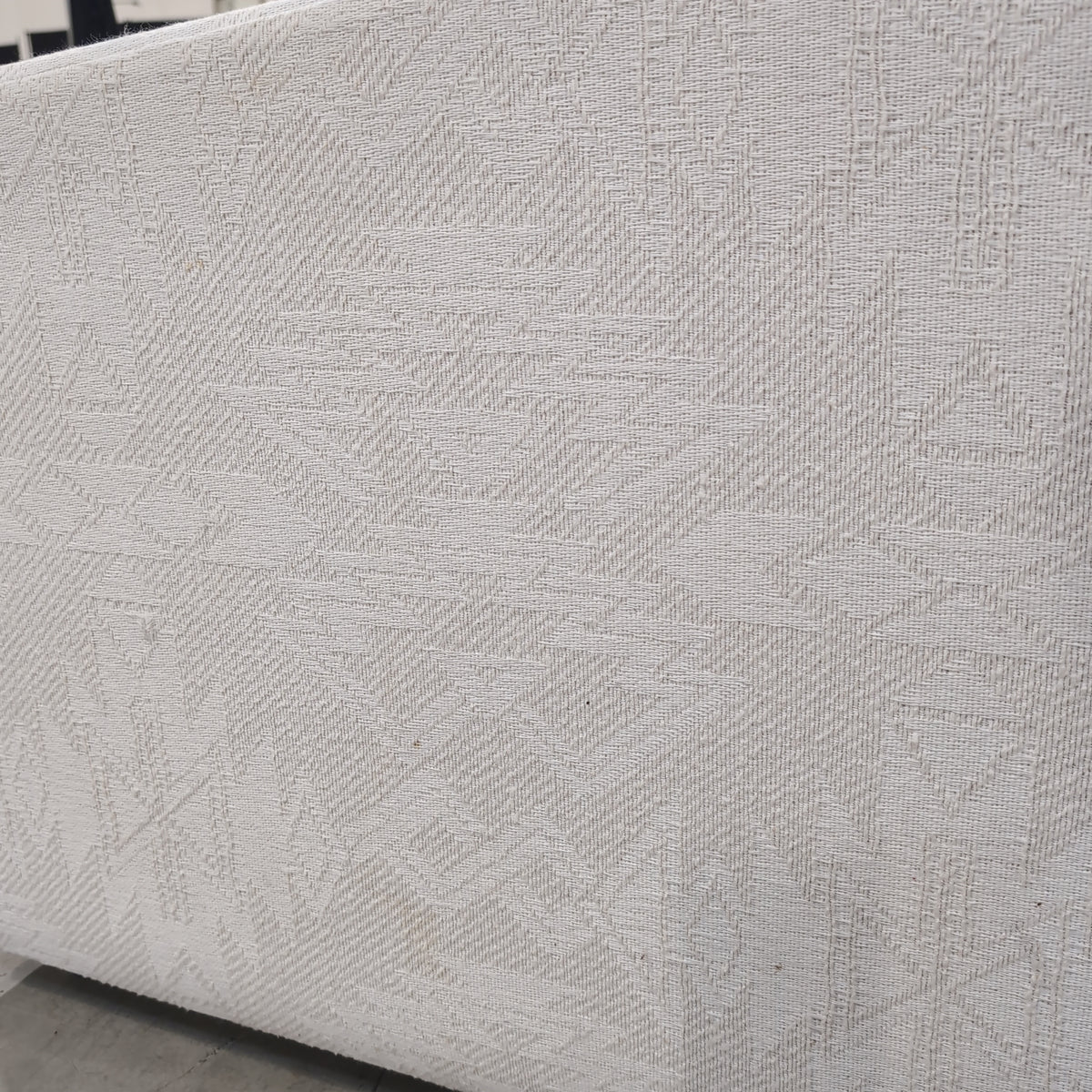 Off-White Boxy Arm Couch in Textured Fabric