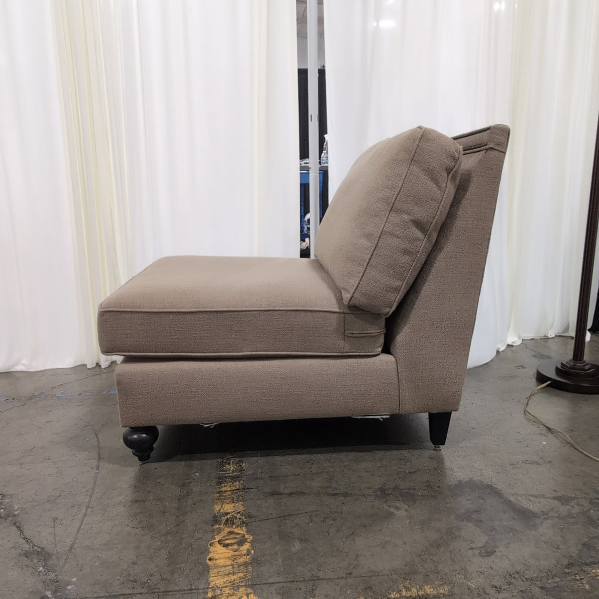 Bernhardt-Taupe Upholstered Modular Armless Chair with Nailhead Trim