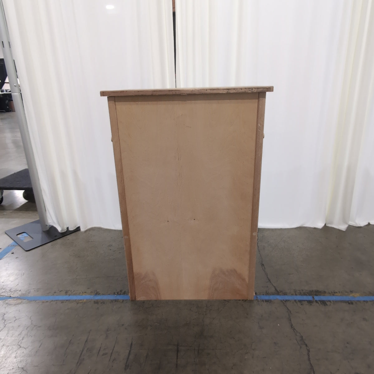 Natural Finish Wood Nightstand with Cabinet Doors