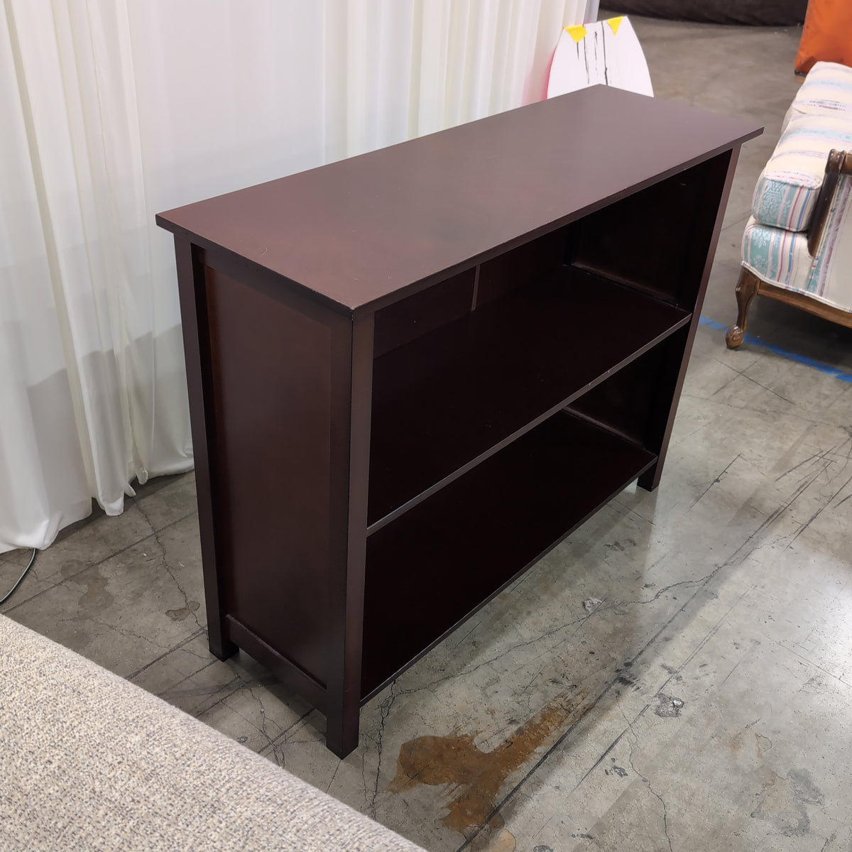 Dark Cherry Wood Two-Shelf Bookcase