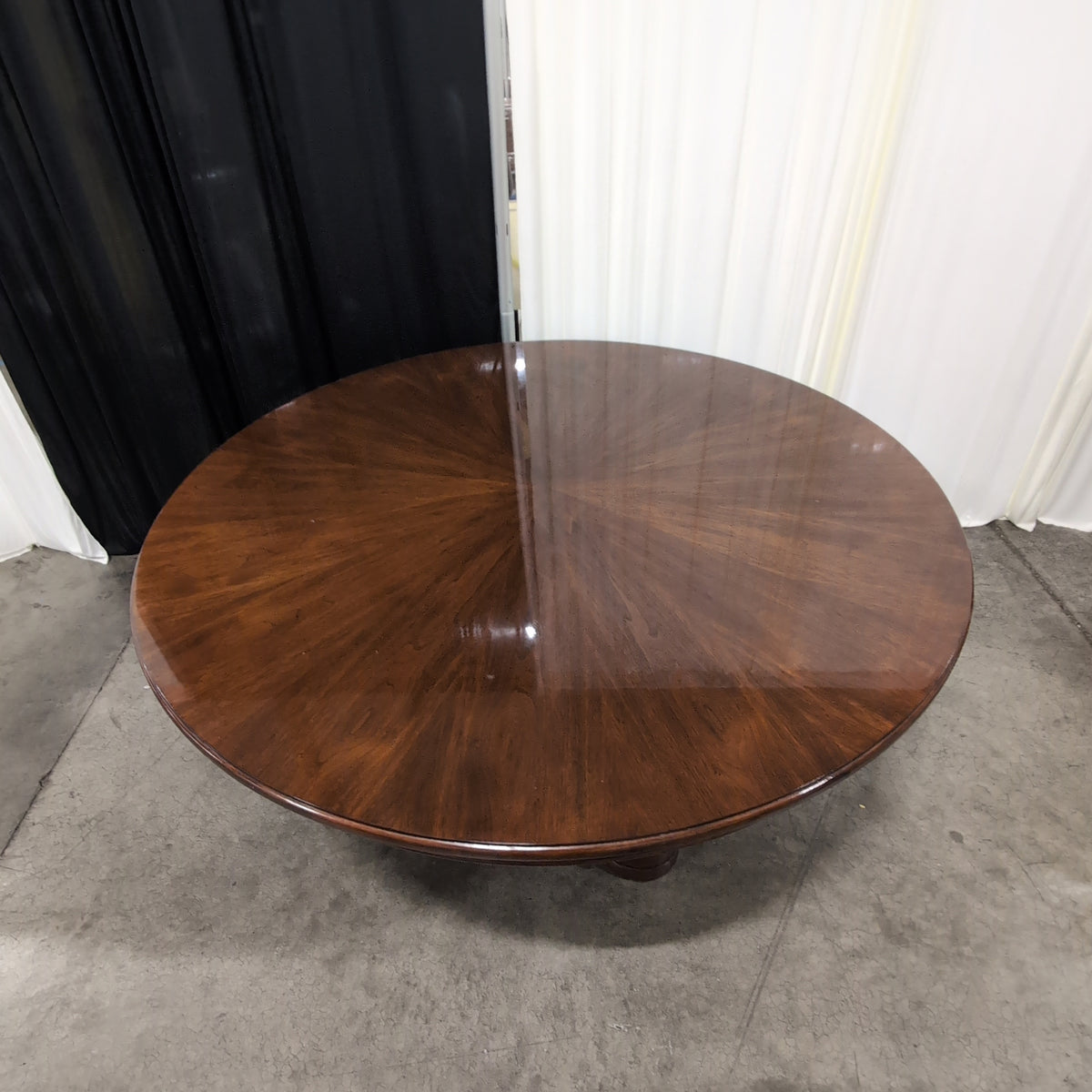 Traditional Brown Wood Round Dining Table