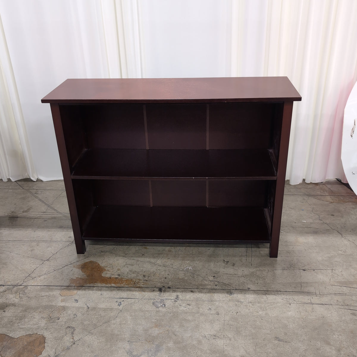 Dark Cherry Wood Two-Shelf Bookcase