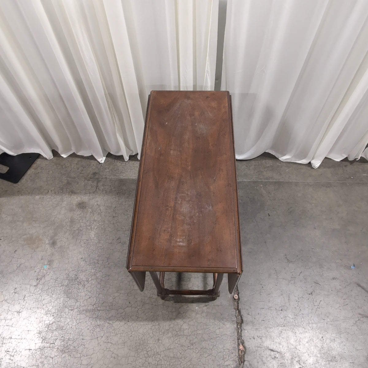 Dark Wood Drop Leaf Console Table with Drawer