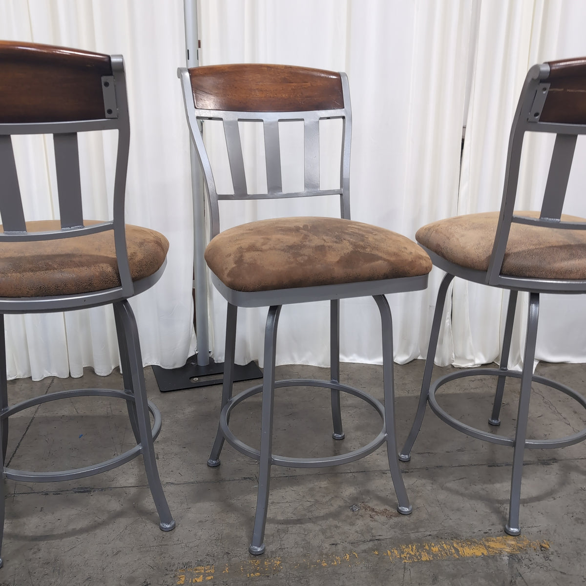 Set of four Dark Wood and Metal Frame Dining Chair