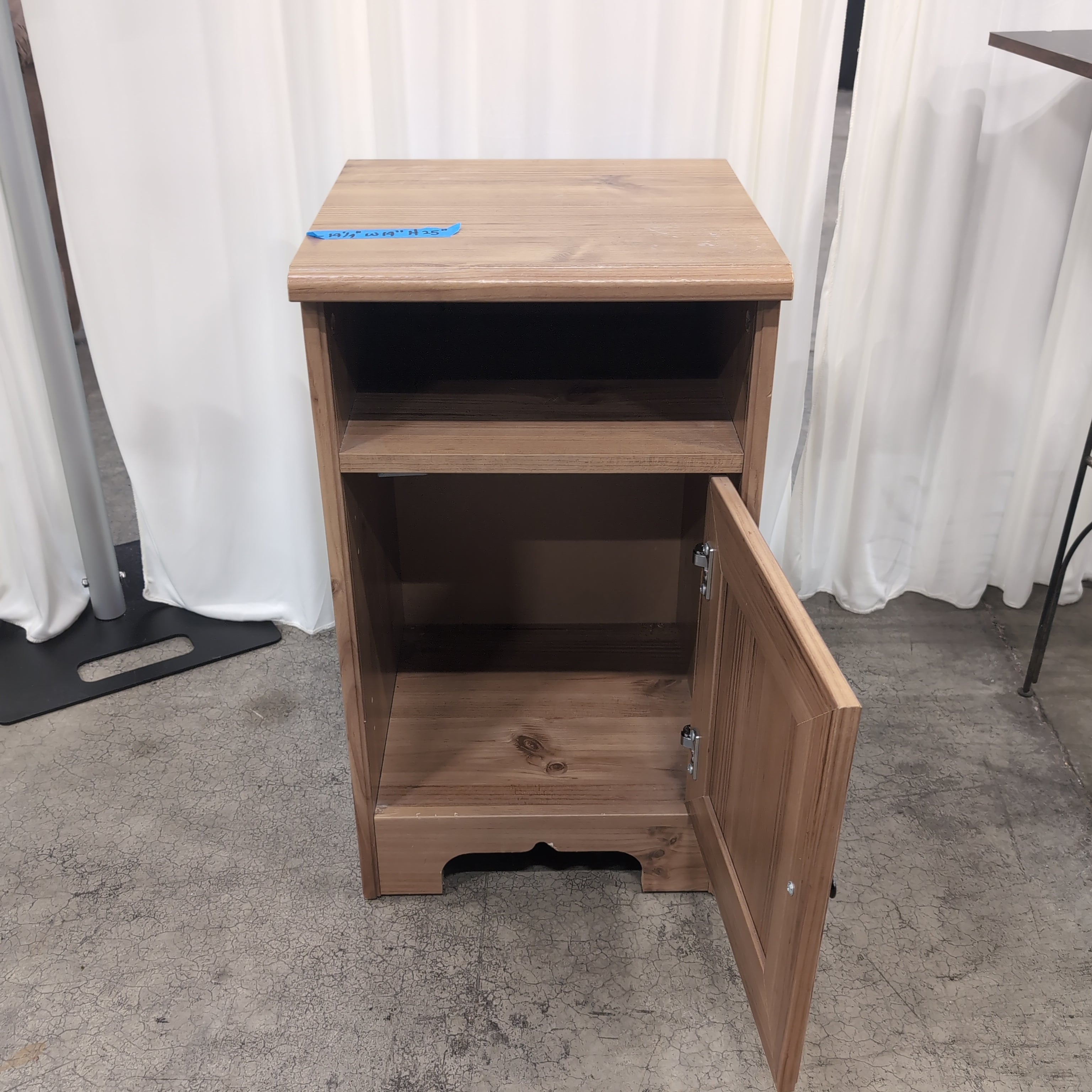 Natural Wood Single-Door Nightstand with Molded Top