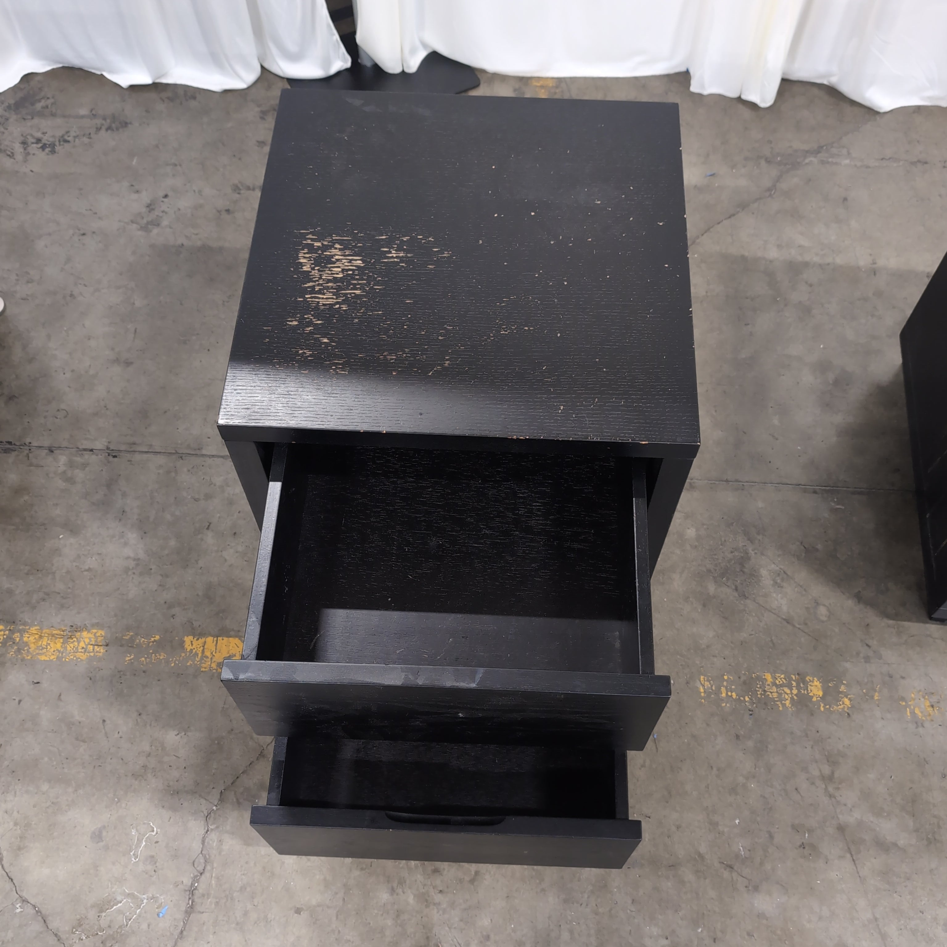 Simple Black Two-Drawer Nightstand