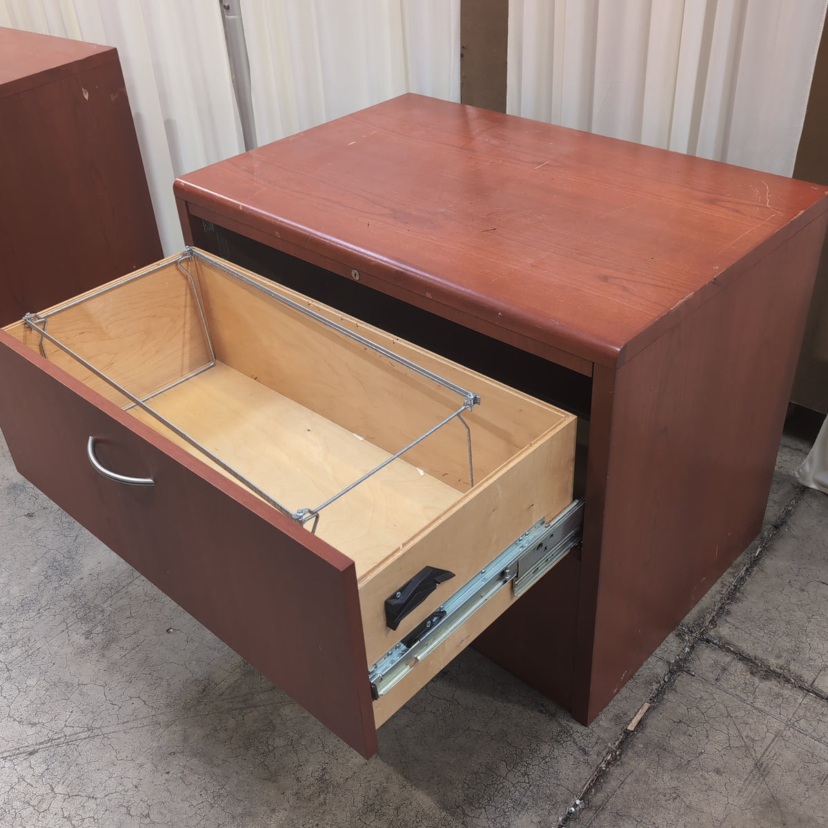 Cherry Finish Two-Drawer Storage Cabinet with Lock
