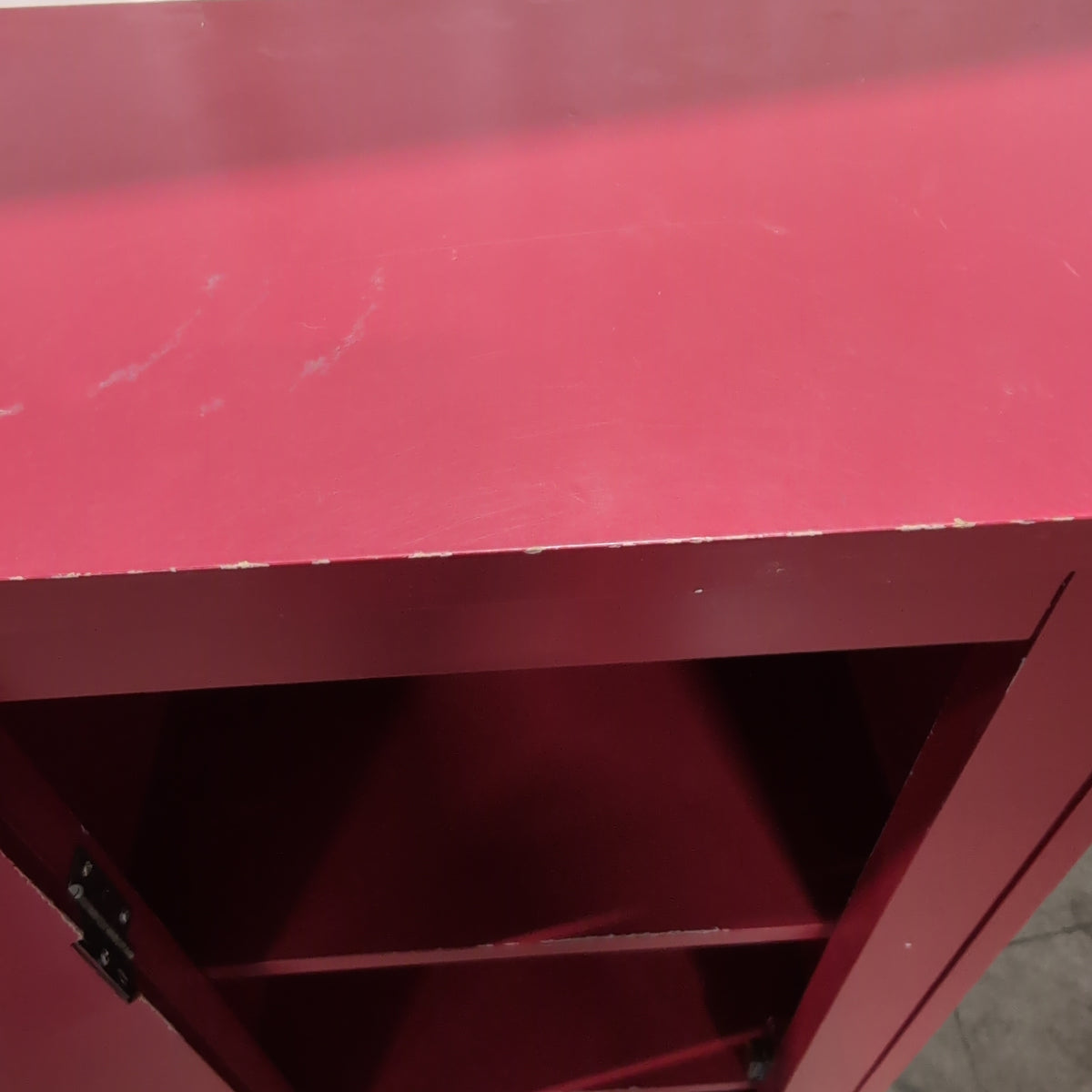 Red Painted Wood Accent Cabinet with Single Door