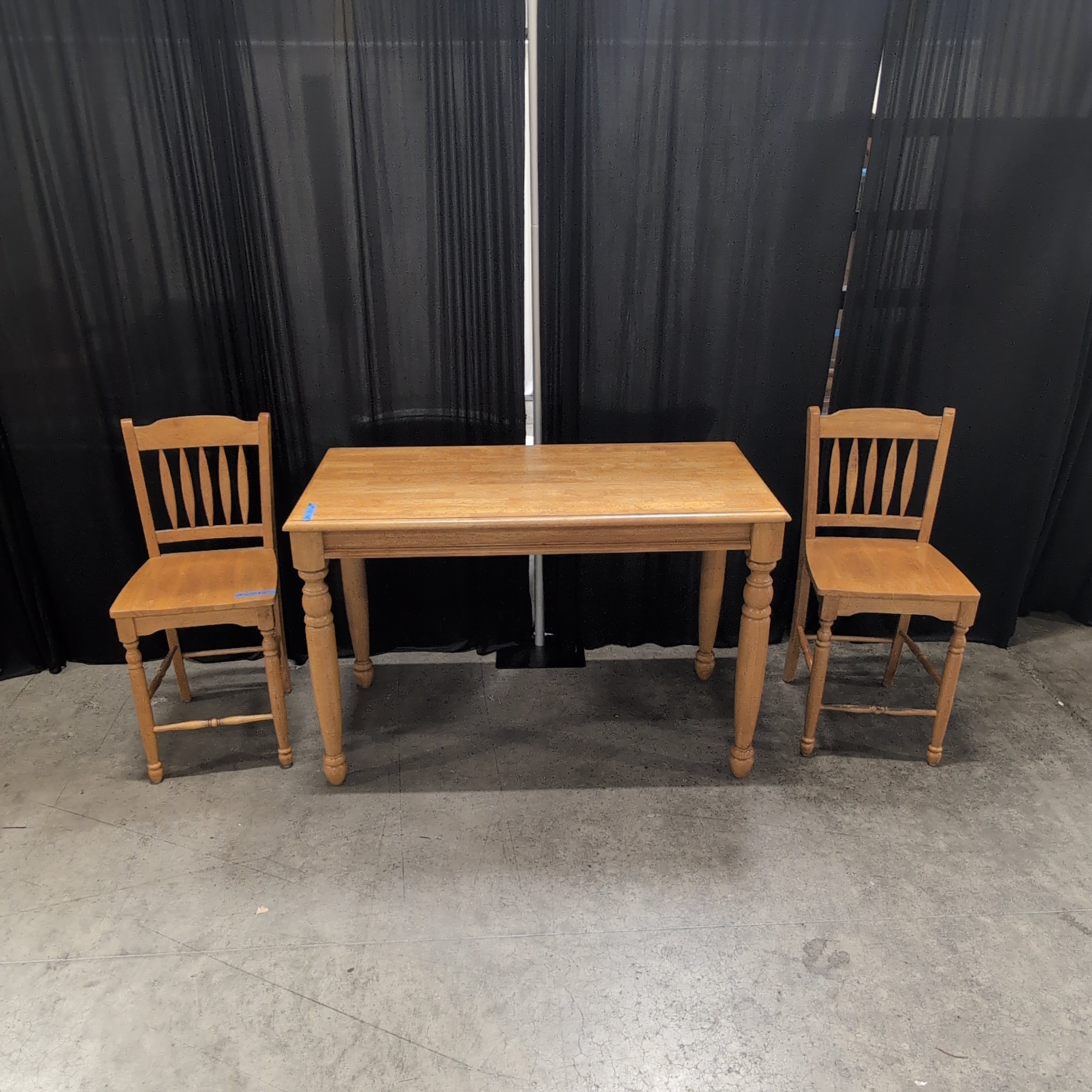 Natural Tone Wood Spindle Back Chair and table