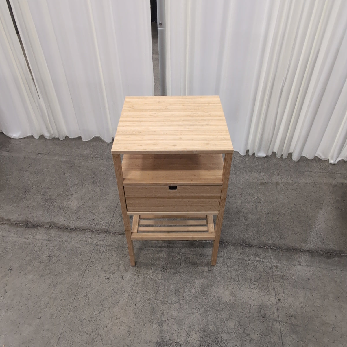 IKEA-Natural Bamboo Nightstand with One Drawer