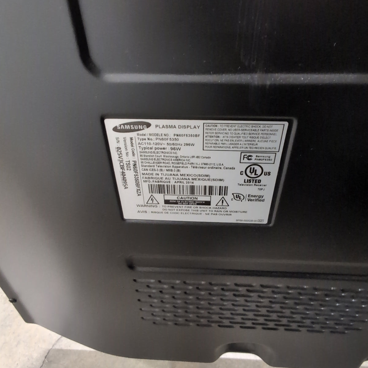 Samsung Black Flat Panel TV with Stand