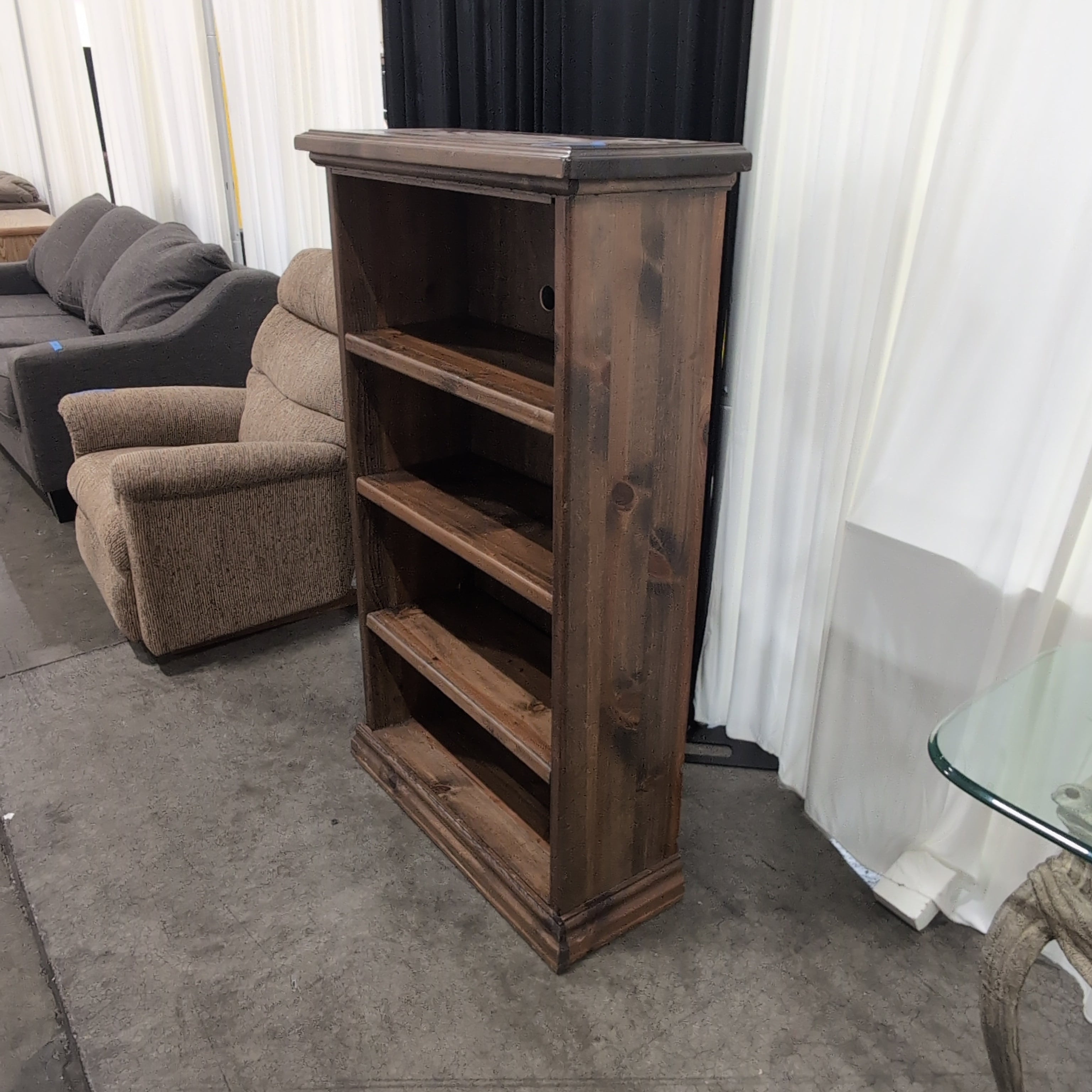 Traditional Dark Wood Bookcase with Cable Management