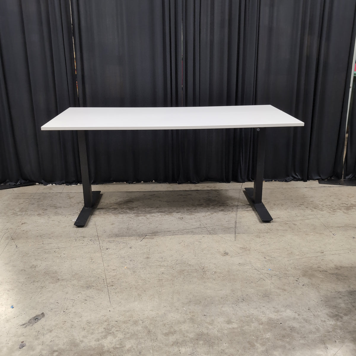 White Rectangular Desk with Black Metal Base