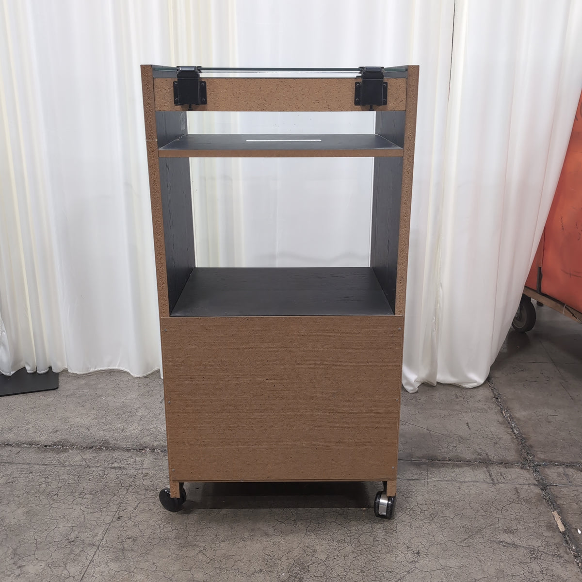 SANYO Dark Wood Tone Two-Shelf TV Stand with Casters