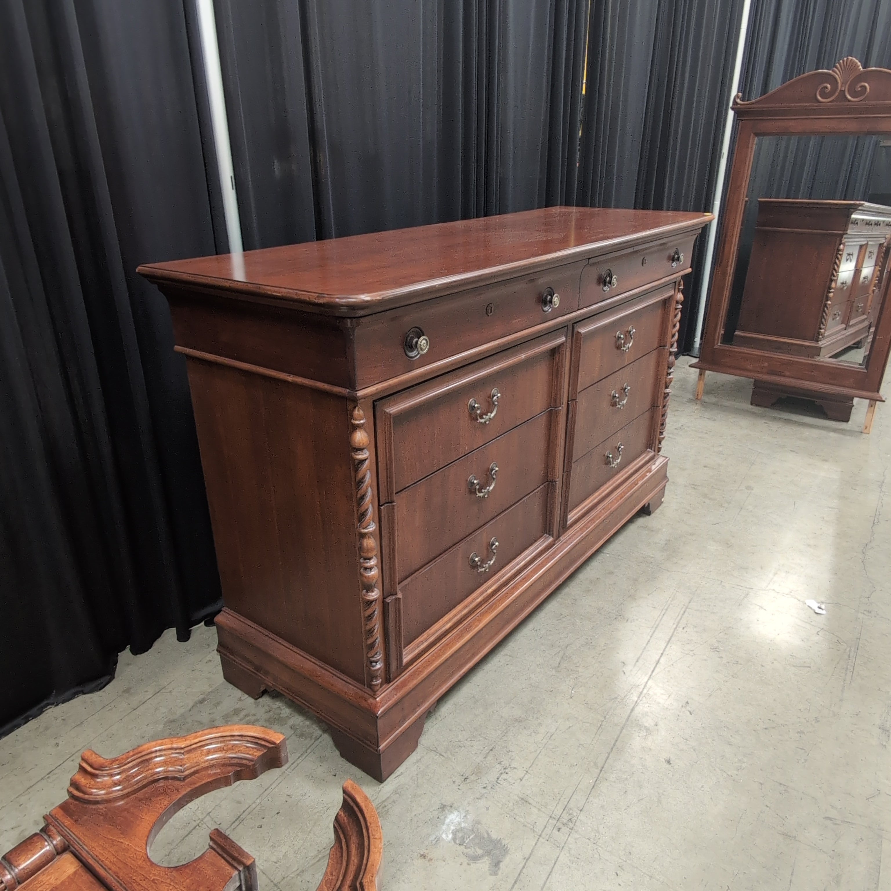 Lexington Dark Wood Traditional Dresser with Ornate Hardware