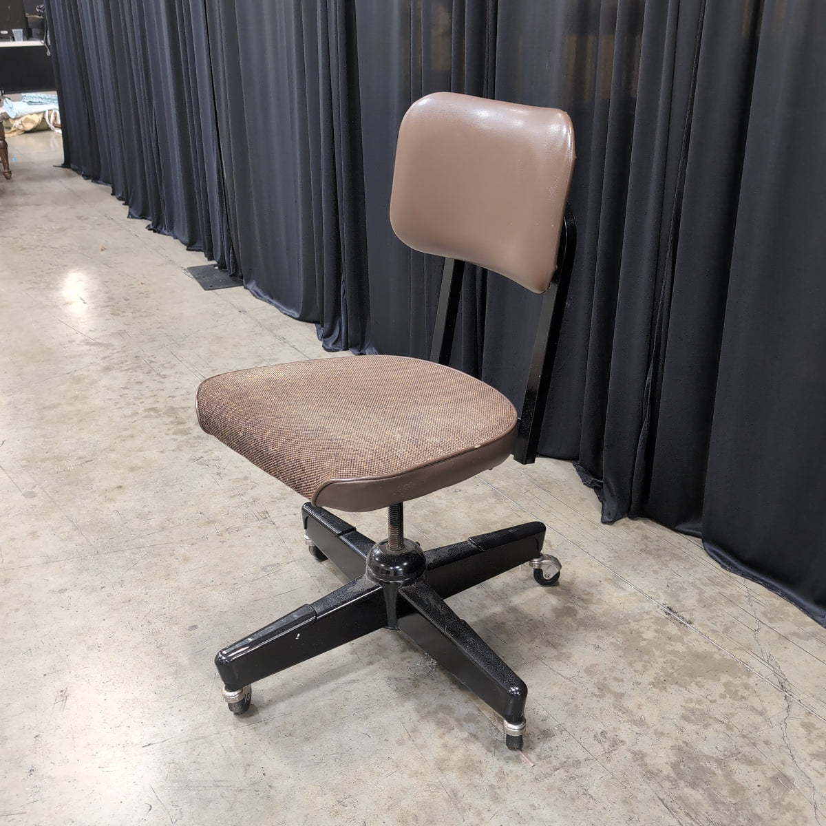 Brown Upholstered Swivel Office Chair