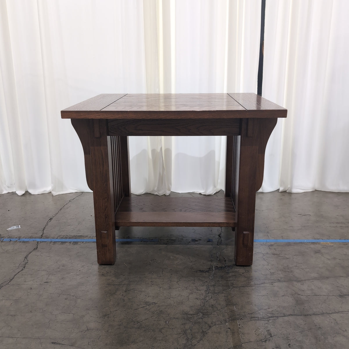 Mission Style Oak Wood End Table with Lower Shelf