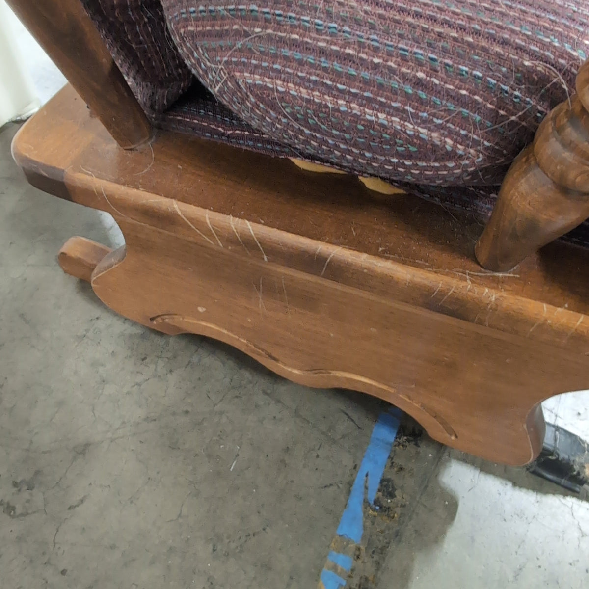 Traditional Wood Glider Rocking Chair with Striped Fabric